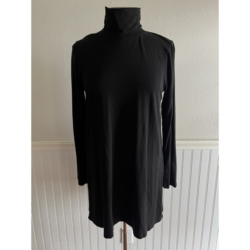 Eileen Fisher Long Sleeve Turtleneck Sweater Tunic Tencel Stretch Black S Petite